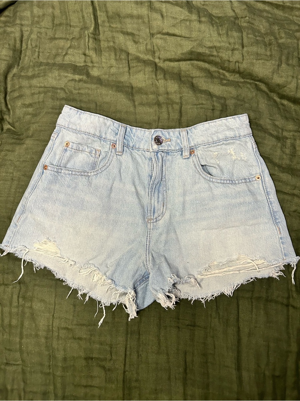Garage Light Blue Distressed Denim Shorts - Women's Casual Cutoff